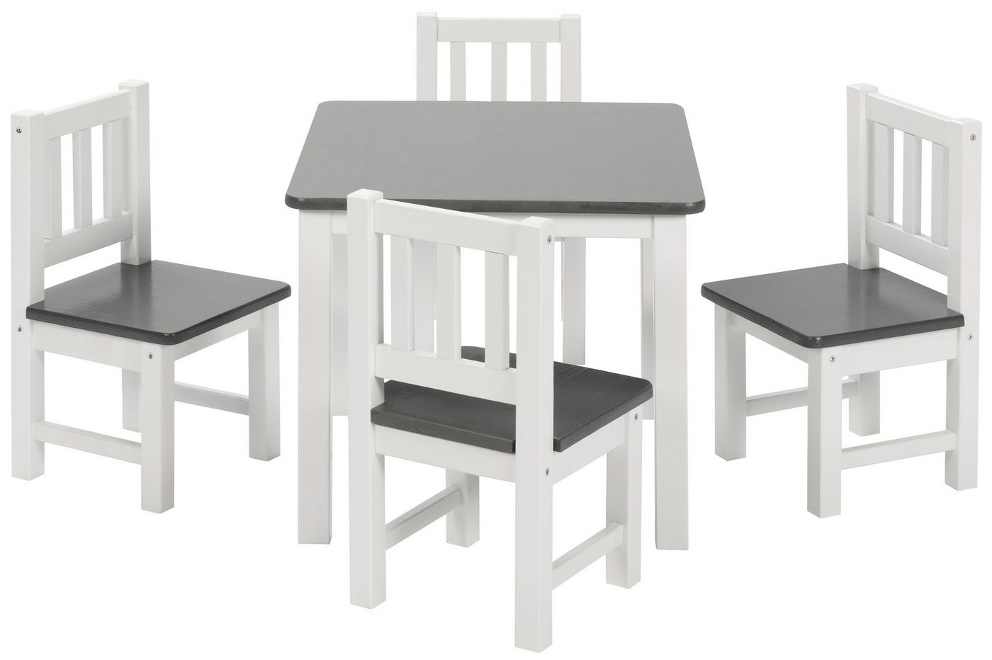 BOMI Kindersitzgruppe Kindersitzgruppe Amy (4 Stühle), (5-tlg), Kindertischgruppe aus Holz (Tisch und 4 Stühle, 5-tlg) von BOMI