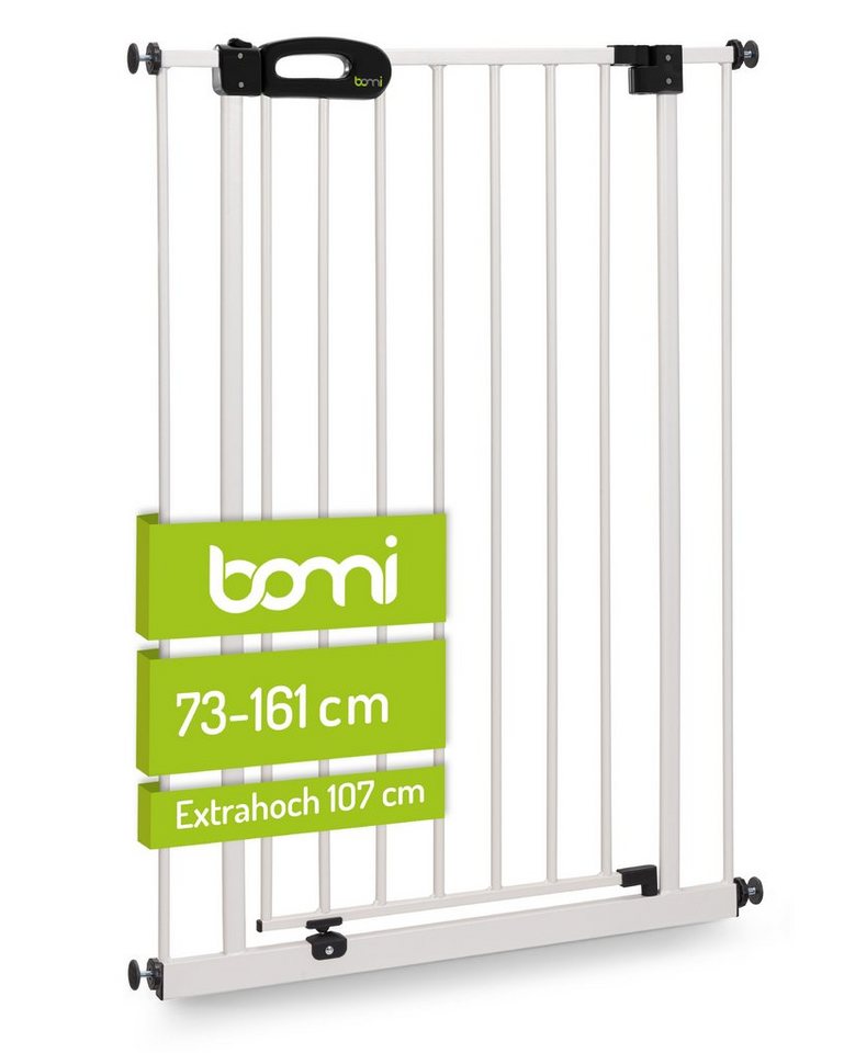 BOMI Türschutzgitter Kinderschutzgitter Extra Hoch Merle 73-161 cm zum Klemmen, 90 Grad Feststellfunktion der Tür - Selbstschließend - Ohne Bohren BOMI Türschutzgitter Kinderschutzgitter Extra Hoch Merle 73-161 cm zum Klemmen, 90 Grad Feststellfunktion der Tür - Selbstschließend - Ohne Bohren von BOMI
