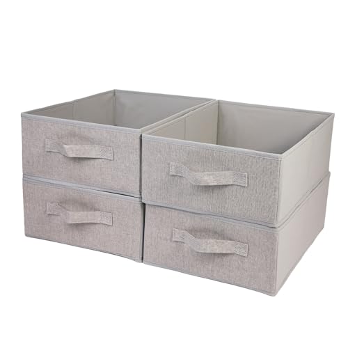 BOMKEE Aufbewahrungsbox Faltbar, Kleiderschrank Organizer Schubladen Kallax Einsatz Schubladeneinsatz Aufbewahrungsboxen, Grau (4 Stücke, 15.4x11.4x5.5inch) von BOMKEE