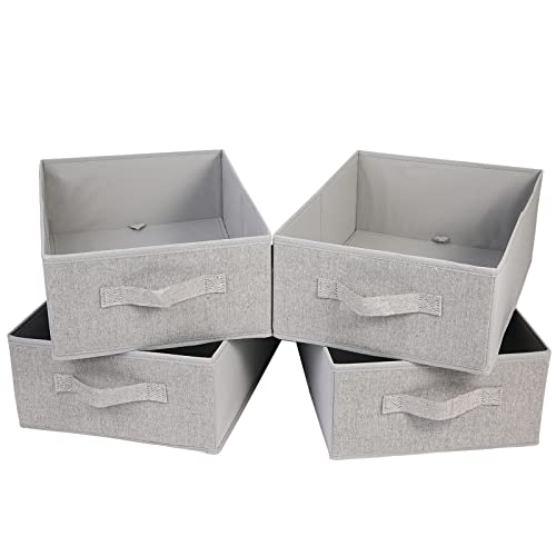 BOMKEE Aufbewahrungsbox Faltbar, Aufbewahrungswürfel Kallax Einsatz Aufbewahrungsboxen für Schlafzimmer Wohnzimmer, Grau (4 Stücke, 15.4x11.4x5.5inch) von BOMKEE