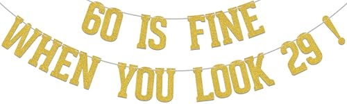 Banner "60 Is Fine When You Look 29!", Banner "60 Never Looked So Good", Legende seit 1965, Cheers To Sixty Years Old Geburtstagsparty-Dekoration, goldfarben Banner "60 Is Fine When You Look 29!", Banner "60 Never Looked So Good", Legende seit 1965, Cheers To Sixty Years Old Geburtstagsparty-Dekoration, goldfarben von BOMXOI