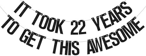 It Took 22 Years to Get This Awesome Banner Happy 22nd Birthday Party Decor,Cheers to Twenty Two Years Birthday Party Decorations Supplies Black It Took 22 Years to Get This Awesome Banner Happy 22nd Birthday Party Decor,Cheers to Twenty Two Years Birthday Party Decorations Supplies Black von BOMXOI
