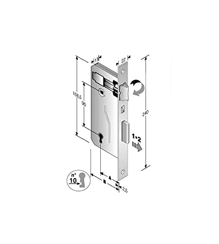 Türschloss Patent 8 x 90 mm E45 BQ bronziert GB [BONAITI ] von BONAITI