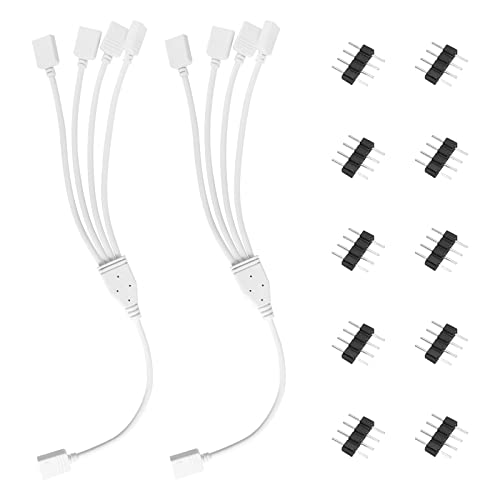 BONBELONG 2 Pack LED Streifen Splitter Kabel 4Pin Verteiler Kabel für SMD 3528/5050 RGB Strip Verlängerungskabel, 30cm Anschlusskabe mit Stecker von BONBELONG