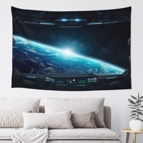 BONDIJ Wandteppich mit Blick auf den Weltraum vom Raumschiff, modische Dekoration, Wandteppich, Kunst-Wandbehang, Wandteppich für Schlafzimmer, Wohnheim, Wohnzimmer, 101,6 x 152,4 cm BONDIJ Wandteppich mit Blick auf den Weltraum vom Raumschiff, modische Dekoration, Wandteppich, Kunst-Wandbehang, Wandteppich für Schlafzimmer, Wohnheim, Wohnzimmer, 101,6 x 152,4 cm von BONDIJ