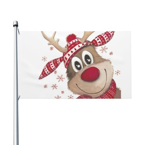 Elch Weihnachten Haus Flagge Outdoor Flaggen Lustige Party Banner Doppelseitig bedruckte Gartenflaggen für Zuhause Haus Outdoor Indoor Decor 90 x 150 cm von BONDIJ