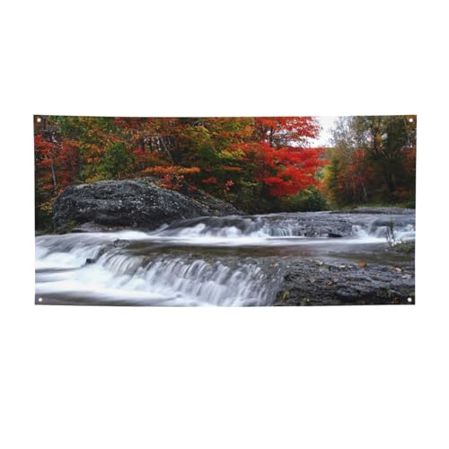 Fall Creek River Natur Landschaft bedruckte Banner personalisiertes Partybanner Schild Fotografie Banner mit 4 Löchern für Party Zuhause Hochzeit Büro als Display Dekorationen oder Hintergründe von BONDIJ