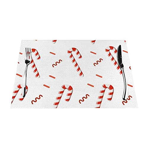 Gewebte Tischsets mit Zuckerstangen-Motiv, 6 Stück, isolierte Vinyl-Platzdeckchen, 30,5 x 45,7 cm, Deko-Platzsets für Esstisch, Zuhause, Party Gewebte Tischsets mit Zuckerstangen-Motiv, 6 Stück, isolierte Vinyl-Platzdeckchen, 30,5 x 45,7 cm, Deko-Platzsets für Esstisch, Zuhause, Party von BONDIJ