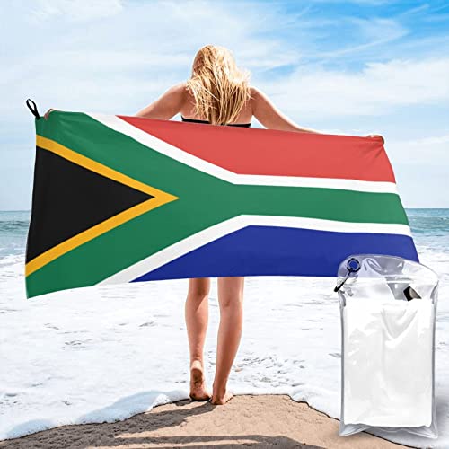 Schnell trocknendes Handtuch mit Südafrika-Flagge, Mikrofaser, Strandtuch, leicht, super saugfähig, Badetuch für Männer und Frauen, Camping, Fitnessstudio, Strand, Schwimmen von BONDIJ