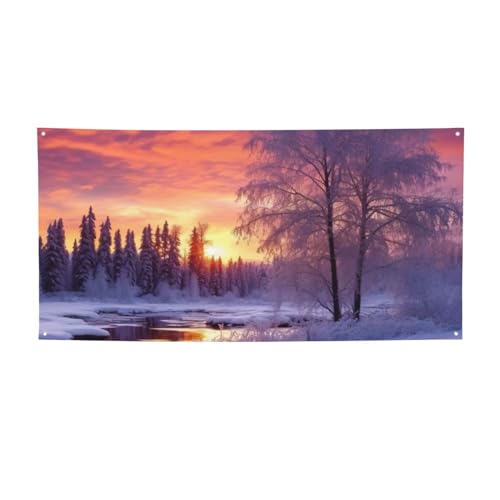 Winterlandschaft bedruckte Banner personalisiertes Partybanner Schild Fotografie Banner mit 4 Löchern für Party Zuhause Hochzeit Büro als Display Dekorationen oder Hintergründe von BONDIJ