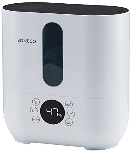 BONECO Ultraschall Vernebler U350 I Aroma Funktion I Luftbefeuchter I 5L Wassertank I für Räume bis 80m² I AUTO Modus & Timer I optionale Heiz-Funktion I Doppelstrahl-Düse I inkl. Wasserfilter (weiß) von BONECO