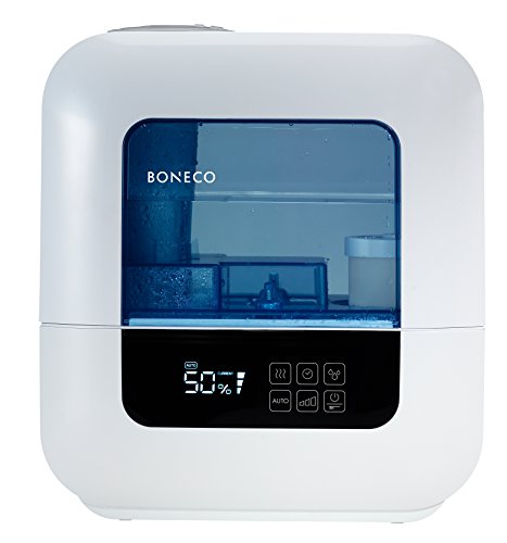 BONECO Ultraschall Vernebler U700 I Luftbefeuchter I 9L Wassertank I Räume bis 100 m² I Aroma Funktion I AUTO Modus & Timer I optionale Heiz-Funktion I Stimmungslicht I inkl. Wasserfilter (weiß) von BONECO