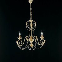 Eisen Kronleuchter Elfenbein Decape Gold Strass Damast drei Lichter 47x h60 cm Eisen Kronleuchter Elfenbein Decape Gold Strass Damast drei Lichter 47x h60 cm von BONETTI ILLUMINA
