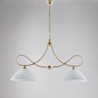 Dallas – Kronleuchter elfenbeinfarben, Goldeffekt, Alabasterglas Ø13, 2-flammig, L92x30 – BL217-S2-AV Dallas – Kronleuchter elfenbeinfarben, Goldeffekt, Alabasterglas Ø13, 2-flammig, L92x30 – BL217-S2-AV von BONETTI ILLUMINA