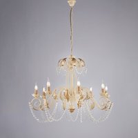 Damasco – Kronleuchter elfenbeinfarben, Eisen mit antikem Goldeffekt & Kristall, 8-flammig, Ø90, H130 – BL77-8-AV von BONETTI ILLUMINA