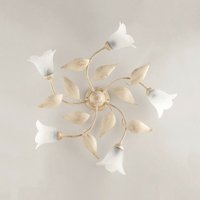 Bonetti Illumina - Deckenlampe aus Eisen Elfenbein Gold fünf Lichter Alabaster Weißglas 70x h20 cm von BONETTI ILLUMINA