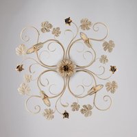 Iris – Deckenleuchte aus elfenbeinfarben lackiertem Eisen mit antikem Golddekor, 4 Lichter, H.17 – Ø76 – BL169-PL4-AV von BONETTI ILLUMINA