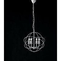 Kronleuchter Deko Pendelleuchte Eisen Weiß Silber vier Lichter 39x h42 cm von BONETTI ILLUMINA