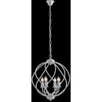 Kronleuchter Deko Pendelleuchte Eisen Weiß Silber vier Lichter 43x h50 cm von BONETTI ILLUMINA