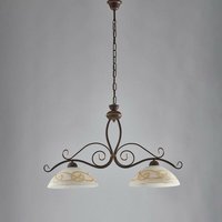 Kronleuchter aus rostschwarzem Eisen mit Gold-Finish zwei Lichter 81x h50 cm von BONETTI ILLUMINA