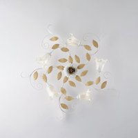 Cesto - Shabby Deckenleuchte aus weiß lackiertem Eisen 5 Lichter H.17 - Ø80 - BL274-PL5-BCO von BONETTI ILLUMINA