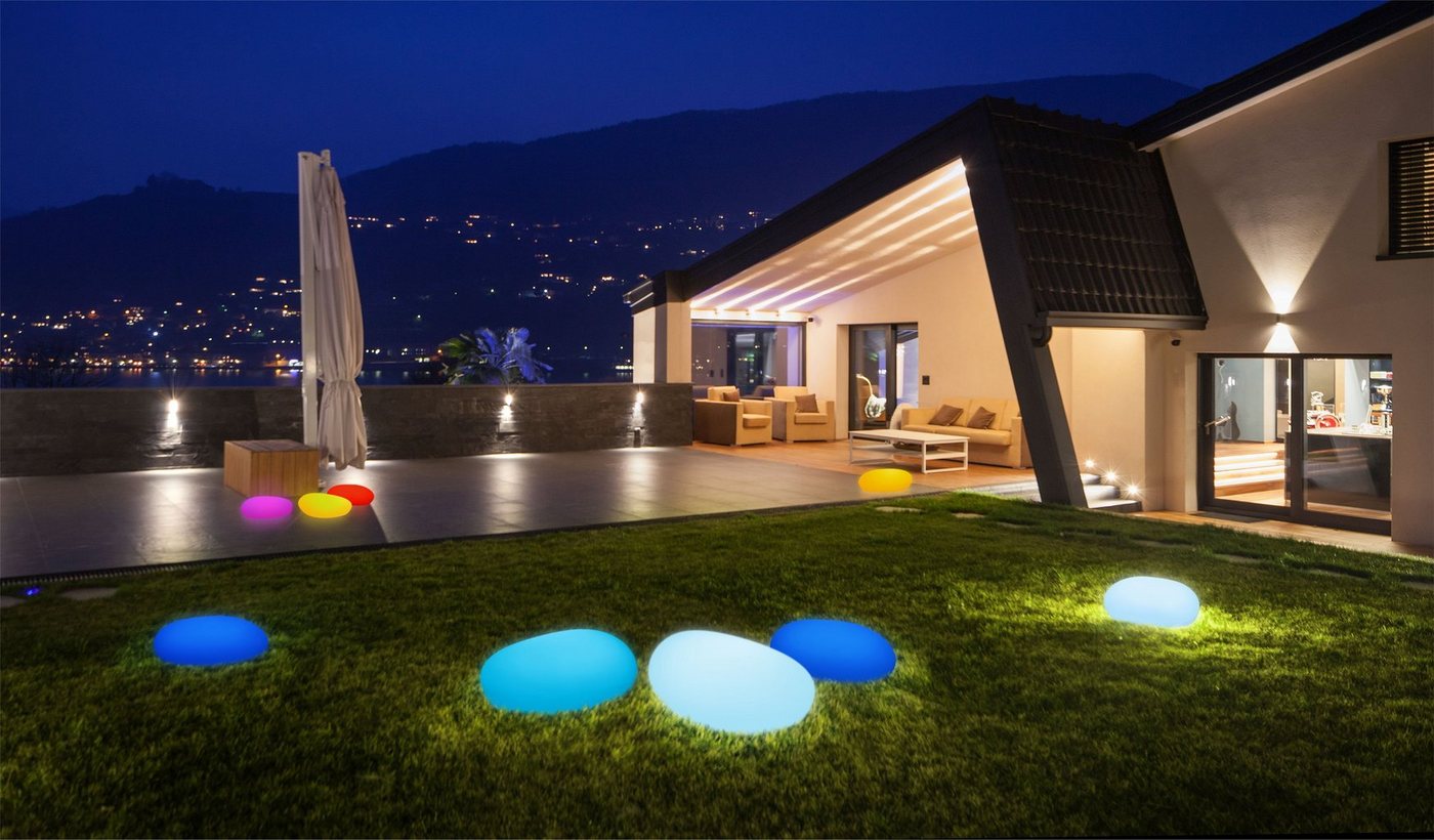 BONETTI LED Gartenleuchte LED Solar Steinleuchte 50 cm, Tageslichtsensor, LED fest integriert, Farbwechsler von BONETTI