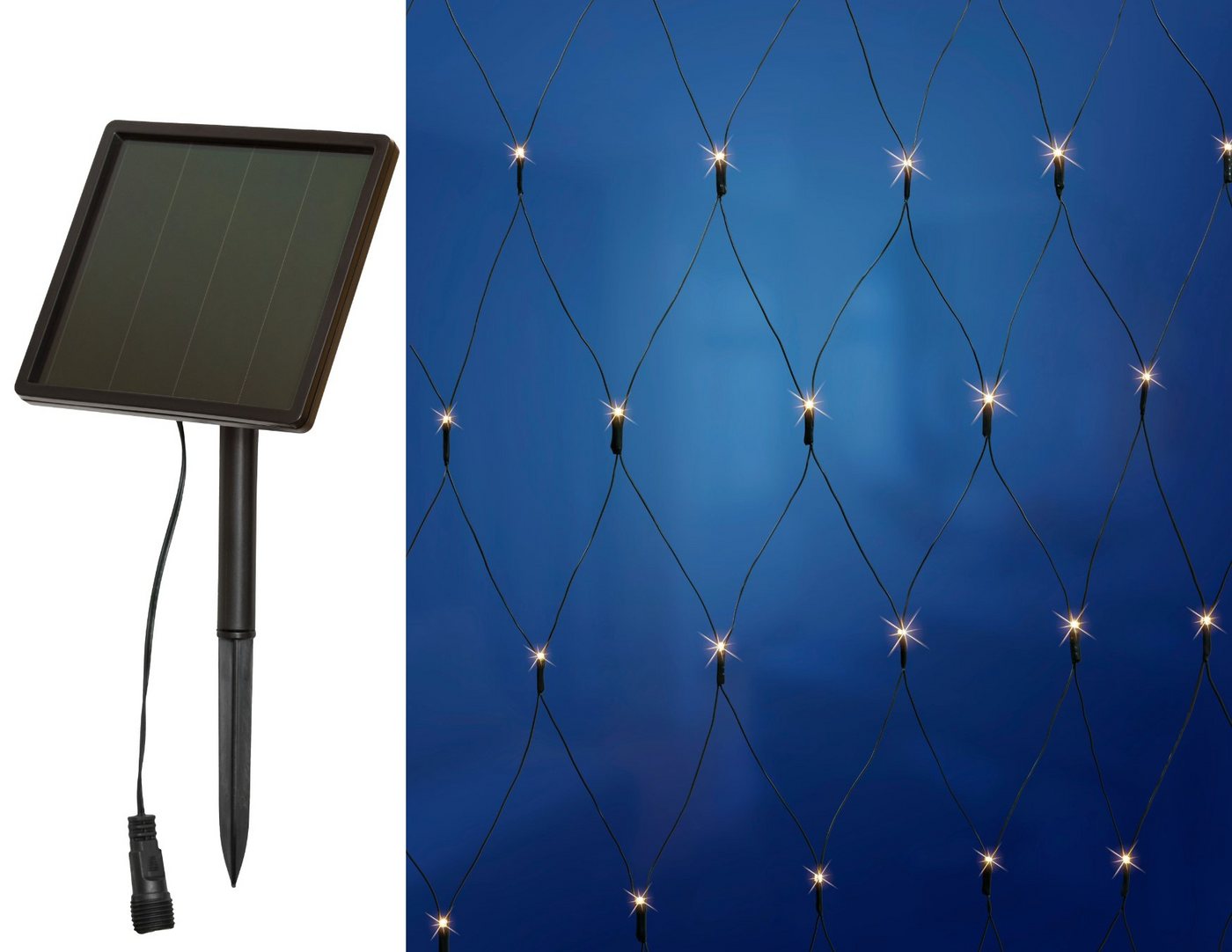 BONETTI LED-Lichtervorhang LED Solar Lichternetz mit warm-weißen LEDs, verschiedene Größen, kein extra Kabel notwendig von BONETTI