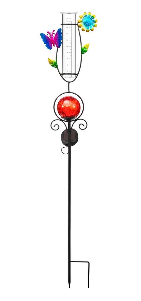 BONETTI LED Solarleuchte Solar Gartenstecker mit Solarleuchte und Regenmesser, Solarleuchte mit Regensäule von BONETTI