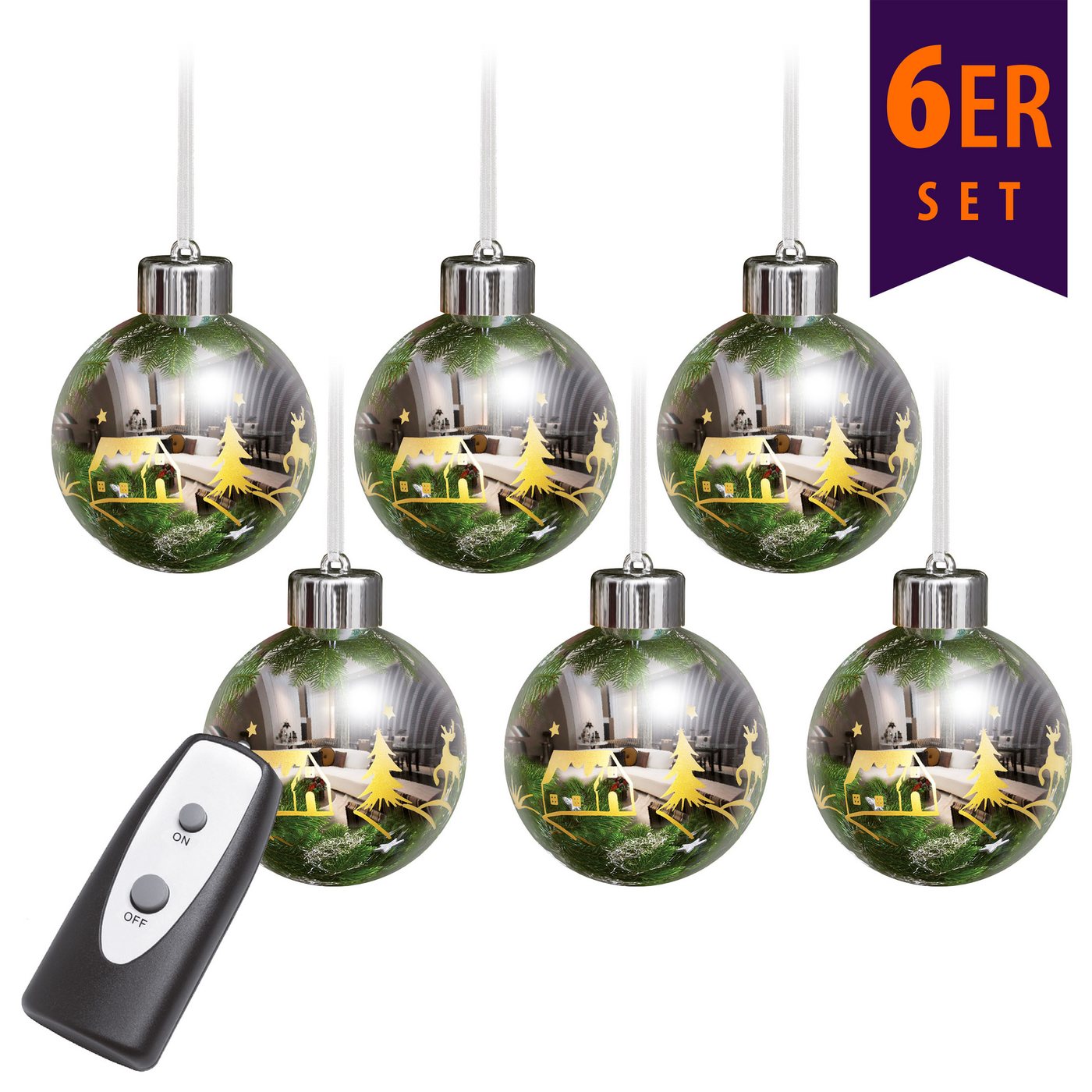 BONETTI Weihnachtsbaumkugel Weihnachtskugel-Set aus Echtglas, LED beleuchtet, mit Fenbdienung, Kugel mit Baumspitze, chrom BONETTI Weihnachtsbaumkugel Weihnachtskugel-Set aus Echtglas, LED beleuchtet, mit Fenbdienung, Kugel mit Baumspitze, chrom von BONETTI