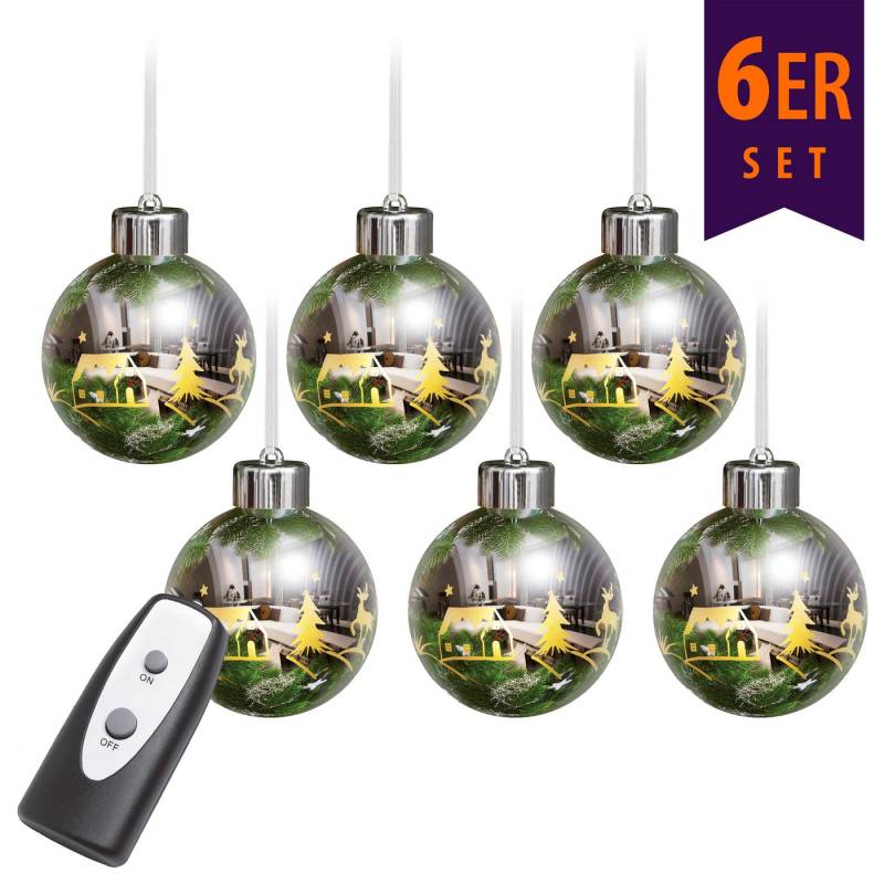BONETTI Weihnachtsbaumkugel Weihnachtskugel-Set aus Echtglas, LED beleuchtet, mit Fenbdienung, Kugel mit Baumspitze, chrom von BONETTI