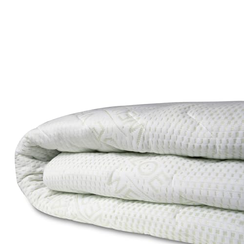 Bonex Komfort Matratzenbezug für Matratzen im Gesamtmaß 90x200cm - 13 - 15 cm hoch - Doppeltuch mit ALOE VERA - Allergiker geeignet - 60 Grad waschbar - 4-seitiger Reißverschluss, Weiß und Grün von BONEX