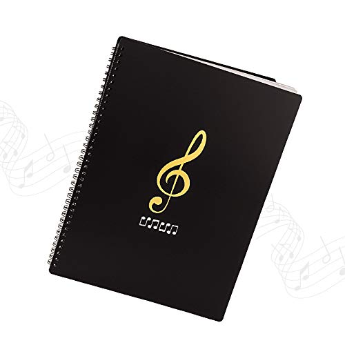 Notenordner Notenmappe/Ordner in A4-Briefgröße/Dokumente Halter Aufbewahrung 30 Taschen Clef/Kunststoff Konzert-Chorfolder für Musiker und Band Music Note/Schwarz von BONHHC