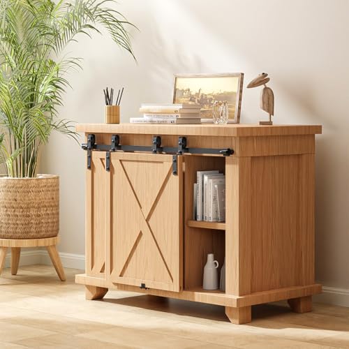 BONIKLUBA Mini Schiebetür Komplettset Schiebetürbeschlag 183cm Laufschiene mit Rollen Schiebetürsystem für Bypass Doppel Schiebetür Holz (Keine Schranktüren) von BONIKLUBA