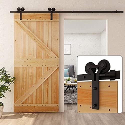 BONIKLUBA Schiebetürbeschlag 12,6FT/384CM Schiebetüren Schiebetürsystem Komplettset Laufschiene Rollen Set Schwarz,Schafhorn-Form BONIKLUBA Schiebetürbeschlag 12,6FT/384CM Schiebetüren Schiebetürsystem Komplettset Laufschiene Rollen Set Schwarz,Schafhorn-Form von BONIKLUBA