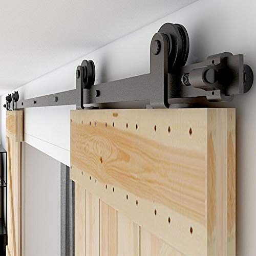 Schiebetürbeschlag Doppeltür 203cm Schiebetüren Schiebetürsystem Komplettset Laufschiene Rollen Set Schwarz für 2 Holztür 50cm Breit, Kleine Rolle in T-Form Schiebetürbeschlag Doppeltür 203cm Schiebetüren Schiebetürsystem Komplettset Laufschiene Rollen Set Schwarz für 2 Holztür 50cm Breit, Kleine Rolle in T-Form von BONIKLUBA