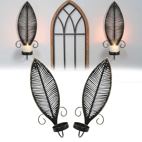 2 Stück Wandkerzenhalter, Schlafzimmer Deko Wandkerzenhalter Vintage Blatt Wand Kerzenhalter Schwarze Metall Blätter mit Goldenen Rändern Vintage Deko für Wand Wohnzimmer Schlafzimmer Esszimmer 2 Stück Wandkerzenhalter, Schlafzimmer Deko Wandkerzenhalter Vintage Blatt Wand Kerzenhalter Schwarze Metall Blätter mit Goldenen Rändern Vintage Deko für Wand Wohnzimmer Schlafzimmer Esszimmer von BONJUME