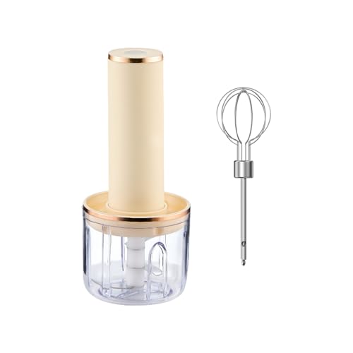 3-in-1 Akku Stabmixer, 3-Gang Elektrischer Schneebesen Handmixer Zwiebel Zerkleinerer Handrührgerät mit Zwiebelhacker 300ML & 100ML & TYP-C-Kabel für Smoothies, Milchshakes, Babynahrung und Suppen von BONJUME