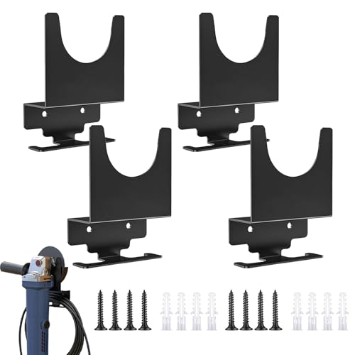 4 Stück Winkelschleifer Halterung, für Makita Bosch ect 10,2–12,7cm große Schleifer Wandhalterungen für Schneider Polierer Winkelschleifer für Garage Ständer für Schlagschrauber winkelschleiferhalter von BONJUME