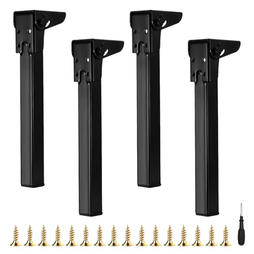 4PCS Metall Schreibtischbeine, 35CM Klapptischbeine Möbelstützbeine Tischbeine Klappbar Ersatzfüße Möbelfüße mit Bodenschoner für Bett Tischbeine Möbel Sofas Betten Schreibtisch Esstisch Tisch von BONJUME