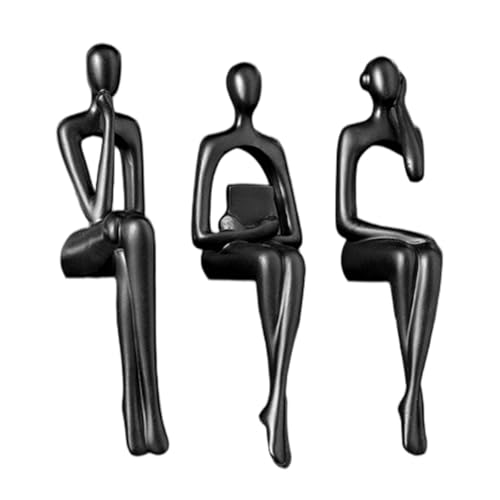 BONJUME Schwarzer Denker Statuen, 3PCS Denker Skulptur Figuren Deko Schwarz Abstrakte Kunst Statuen Vielseitige Moderne Harz Skulpturen Figuren Set für Wohnzimmer Büro Bücherregal Schlafzimmer BONJUME Schwarzer Denker Statuen, 3PCS Denker Skulptur Figuren Deko Schwarz Abstrakte Kunst Statuen Vielseitige Moderne Harz Skulpturen Figuren Set für Wohnzimmer Büro Bücherregal Schlafzimmer von BONJUME