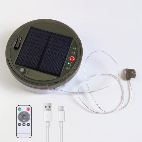 Camping Lichterkette Solar, 22M Tragbare USB Wiederaufladbare LED Lichterkette mit 4 Beleuchtungsmodi Aufrollbar Wasserdichte Campinglampe Taschenlampe für Outdoor Zelt Camping Wandern Hofdeko von BONJUME