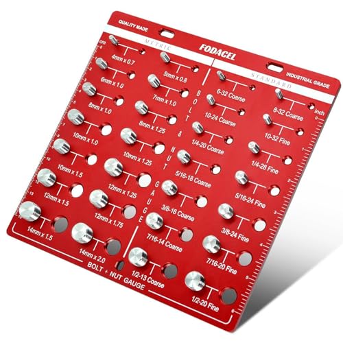 Gewindeprüfer, 28-Bit Gewinde für Muttern und Schrauben Identifizierungslehre Präzise Zoll und Zentimeter Aluminiumlegierung Gewindelehren Messwerkzeug 14 Standard und 14 Metrische Schrauben von BONJUME