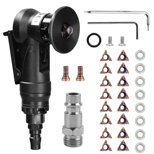 Pneumatische Anfasmaschine, 2-in-1 Mini Luftfasenwerkzeug Pneumatisches Anfaswerkzeug Bogenecke mit 1/4 Zoll Lufteinlass für Metalltrimmen und Entgraten (8R + 8C Winkeleinsätze + 8 Lager) Pneumatische Anfasmaschine, 2-in-1 Mini Luftfasenwerkzeug Pneumatisches Anfaswerkzeug Bogenecke mit 1/4 Zoll Lufteinlass für Metalltrimmen und Entgraten (8R + 8C Winkeleinsätze + 8 Lager) von BONJUME