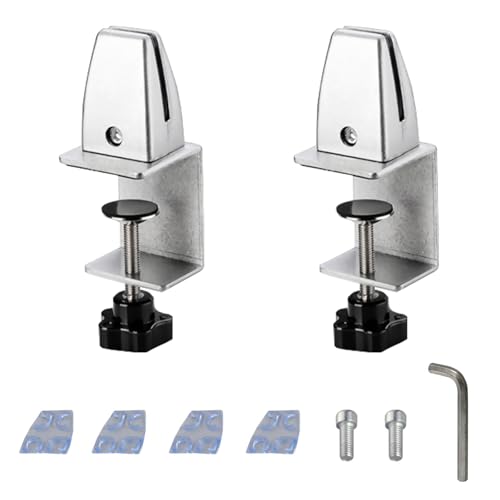 Schreibtisch Trennklemme, 2PCS Trennwand Schreibtisch Halterung Verstellbare Aluminiumlegierung Klemmentischhalterung Silber Tisch-Trennklemme für Büro Schule Bibliothek Klassenzimmer von BONJUME