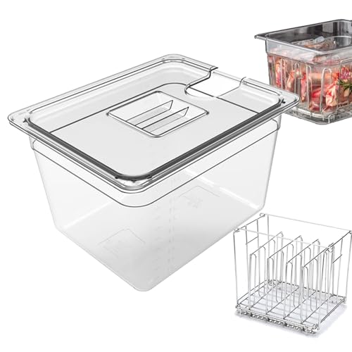 Sous Vide Behälter, 11 L 32,5x26,5x20cm Sous Vide Container mit Deckel und Rack Gastronormbehälter Frei von BPA Multifunktionaler Transparenter Behälter Geeignet zum Kochen von Fisch und Fleisch Sous Vide Behälter, 11 L 32,5x26,5x20cm Sous Vide Container mit Deckel und Rack Gastronormbehälter Frei von BPA Multifunktionaler Transparenter Behälter Geeignet zum Kochen von Fisch und Fleisch von BONJUME