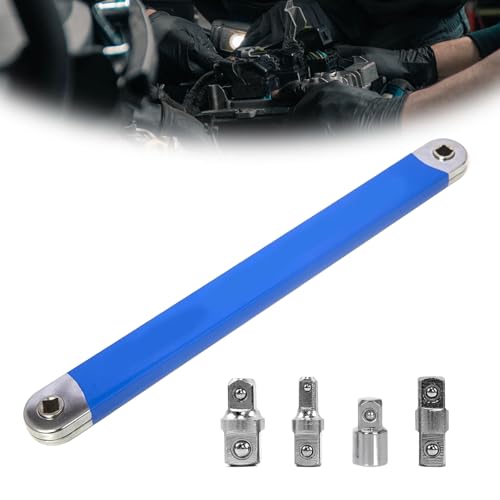 Zero Offset Extension Wrench, Gekröpfter Verlängerungsschlüssel Multi Funktional Schraubenschlssel Set Ratschenschlüssel Extender mit 1/2", 1/4" und 3/8" Antriebsadapter Offset Verlängerungsschlüssel von BONJUME