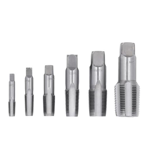 BONKZEBU 6pcs Pipe Tap NPT 1in 3/4in 1/2in 3/8in 1/4in 1/8in Kohlenstoffstahl -Gewinde -Gewinde -Tipp -Werkzeugkit für PVC -Rohr, Rohr -Tap -NPT -Set, PVC -Rohrgewindeforming -Tipp von BONKZEBU