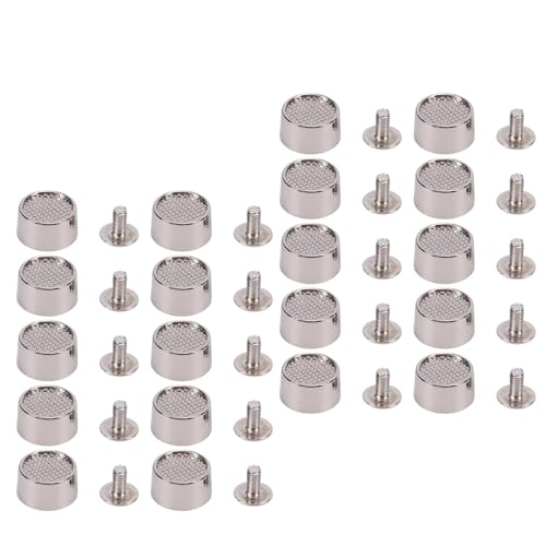 BONKZEBU Eimer Geformte Schrauben Zurück Nieten Punk-Legierung Gitter Muster Silber 20 Set 12mm Nieten mit 6mm Kreuz Schrauben für Leder Bekleidung Handwerk von BONKZEBU