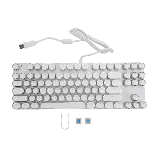 BONKZEBU Gaming -Tastatur, Verfeinertes Schlüsselcap Feel Mechanical Gaming -Tastatur Kabelgebundene, Lebendige Backbeleuchtungseffekte Blue Switch Mechanical, mit Dynamischen (Weiß) von BONKZEBU
