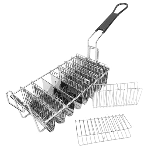 BONKZEBU Tortilla Fryer Taco Fryer Korb, Abnehmbarer Langer Griff Taco Shell, Handlicher Haken und Einfache Reinigung 8 Muscheln Deep Holder Korb für Restaurants Snack Bars BONKZEBU Tortilla Fryer Taco Fryer Korb, Abnehmbarer Langer Griff Taco Shell, Handlicher Haken und Einfache Reinigung 8 Muscheln Deep Holder Korb für Restaurants Snack Bars von BONKZEBU